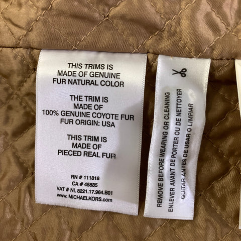 MICHAEL by MICHAEL KORS Size XL Camel Wool Blend Fur Collar Double Breasted Coat