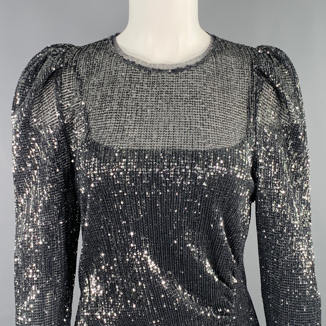 DOROTHEE SCHUMACHER Size M Grey Silver Polyester Sequined Long Sleeve – Sui  Generis Designer Consignment