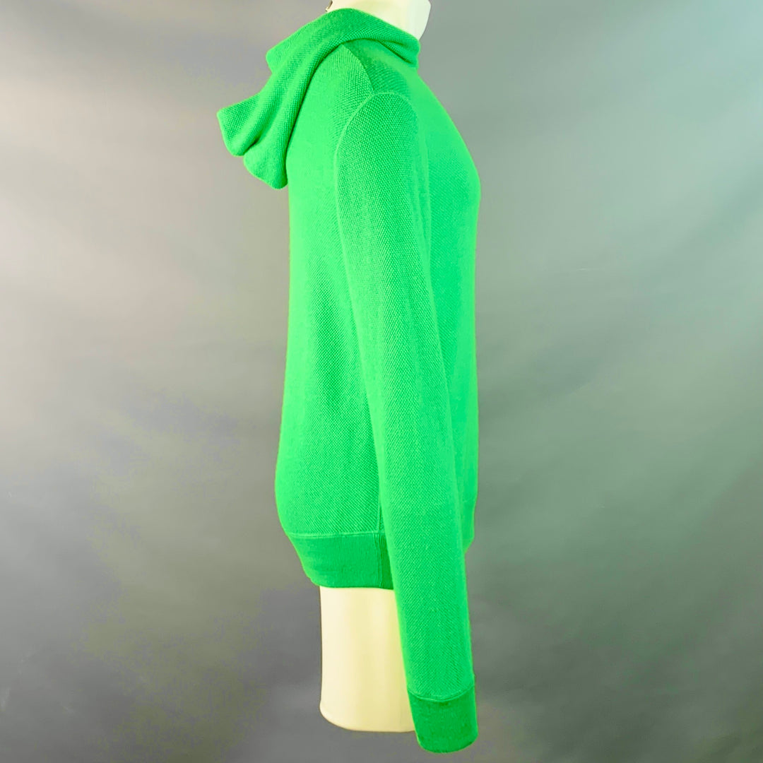 RALPH LAUREN Size M Green Waffle Knit Cashmere Silk Hoodie Sweater