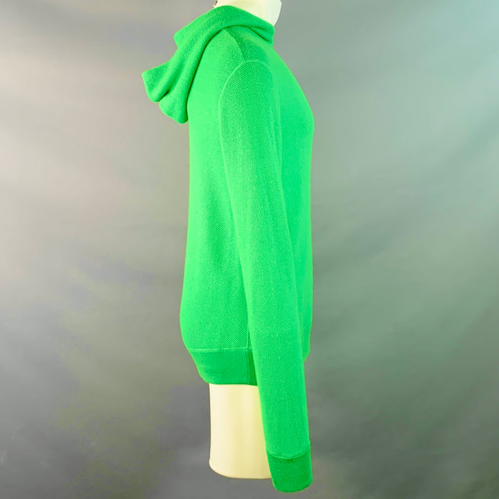 RALPH LAUREN Size M Green Waffle Knit Cashmere Silk Hoodie Sweater