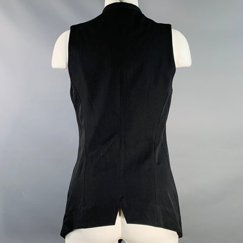 YOHJI YAMAMOTO Size S Black Wool Twill Sleeveless Double Layered Vest