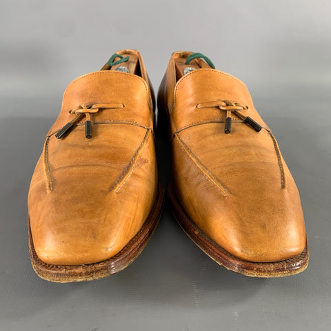 JOHN LOBB Size 9.5 Tan Leather Tassels Loafers