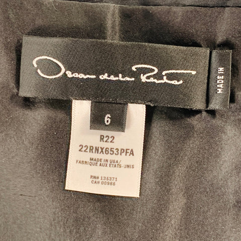 OSCAR DE LA RENTA 2022 Size 6 Black Taffeta Long Sleeve Midi Cocktail Dress