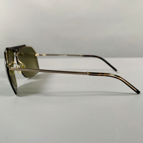 DIOR HOMME Silver Tortoise Shell Metal Aviator Sunglasses