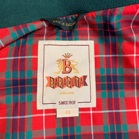 BARACUTA Blouson zippé en coton et polyester vert, taille 40