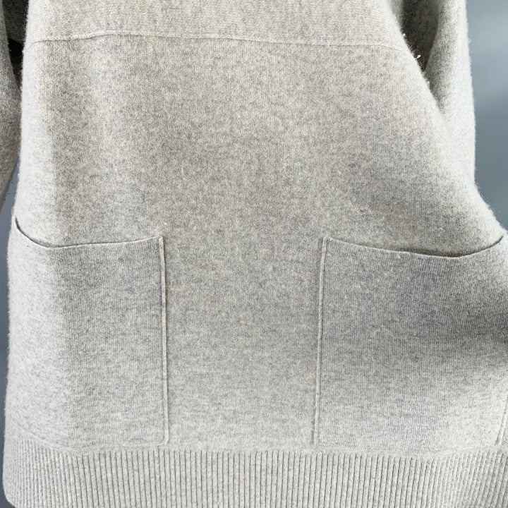 PROENZA SCHOULER Size XS Heather Grey Cashmere Blend Crew Neck Large Pockets Pullover