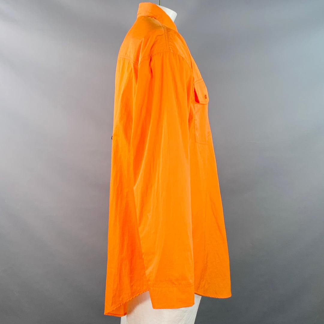 FRANKIE SHOP Size L Orange Polyester Button Down Collar Oversized Long Sleeve Shirt