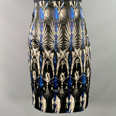 BIYAN Size S Lorelei Black Multi Color Silk Cotton Blend Beaded Midi Cocktail Dress