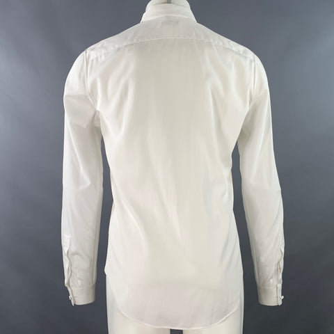 VALENTINO Size M White Cotton Hidden Buttons Long Sleeve Shirt
