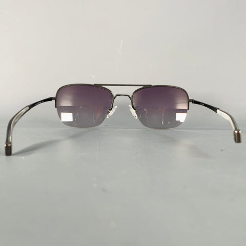 JOHN VARVATOS Black Gunmetal Metal Navigator Sunglasses