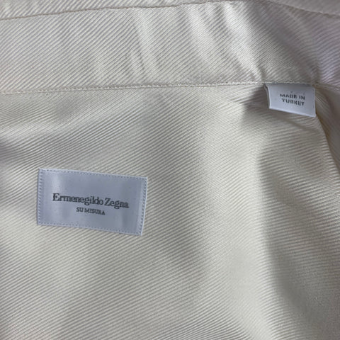 ERMENEGILDO ZEGNA Size M Cream Cotton Button Down Long Sleeve Shirt
