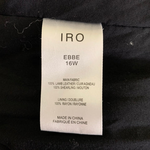 IRO Size M Black Leather Shearing Lapel Motorcycle Jacket