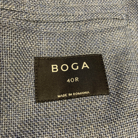 BOGA Size 40 Blue Heather Woven Wool Cotton Notch Lapel Jacket