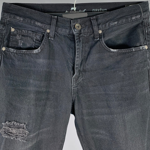 7 FOR ALL MANKIND Size 30 -Paxtyn- Black Distressed Cotton Jeans