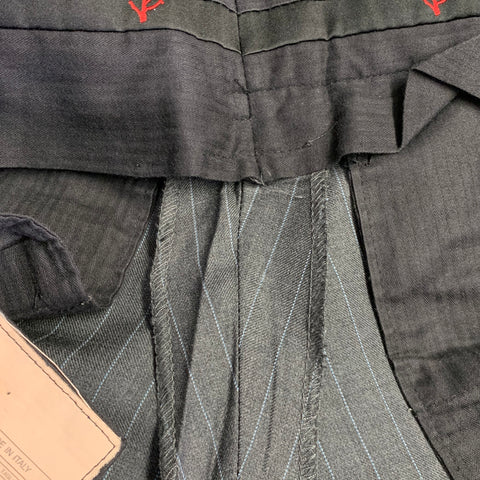 ISAIA Size 44 Grey Light Blue Pinstripe Wool Single Breasted Suit