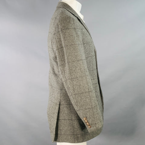 RALPH LAUREN Taille 38 Regular Gris Clair Carreaux Cachemire Veste Sport