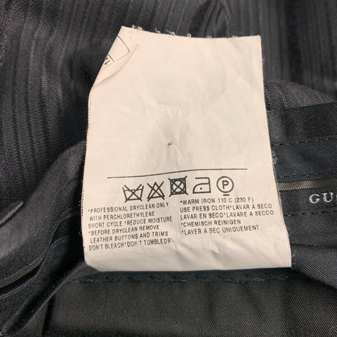 GUCCI Size 32 Black Stripe Cotton Silk Tuxedo Dress Pants
