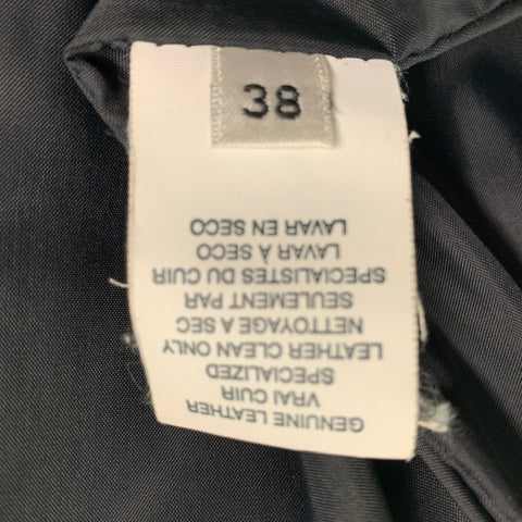 ARMANI COLLEZIONI Size 38 Black Solid Leather Drawstring Jacket
