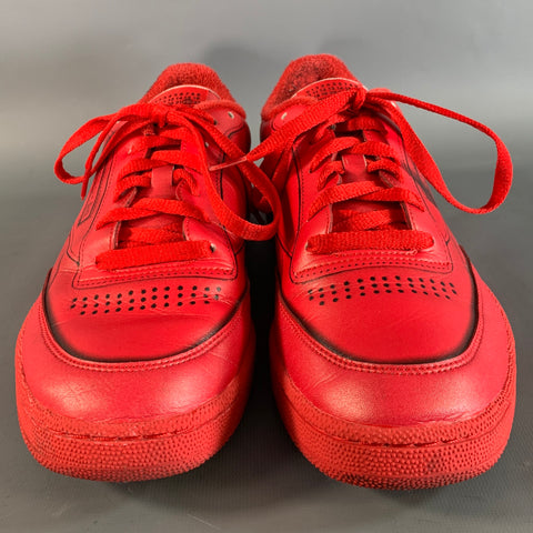 MAISON MARGIELA Size 9.5 Red Black Comic Leather Cup sole Sneakers