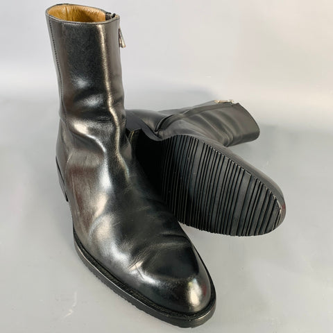 BALLY Size 8 Tholon Black Calfskin Leather Side Zipper Ankle Boots