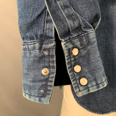 RRL by RALPH LAUREN Size L Indigo Wash Selvedge Cotton Snaps Two Pockets Western Long Sleeve Shirt
