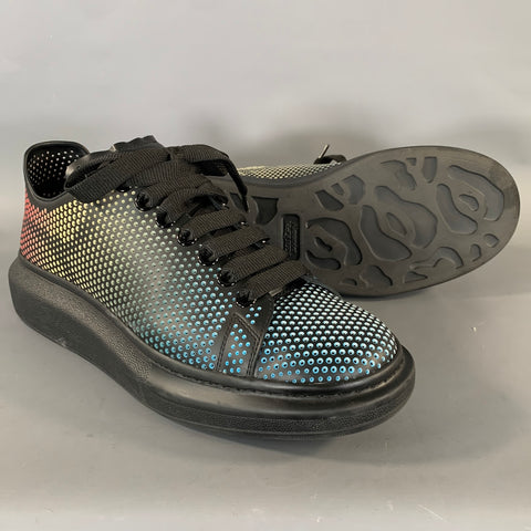 ALEXANDER MCQUEEN Size 9 Black Multi Color Perforated Leather Lace Up Shoes