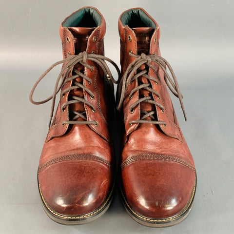 RODD & GUNN Size 13 Dobson Brown Leather Cap Toe Lace-Up Boots