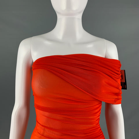 MUGLER Size 2 Orange Yellow Polyamide Blend Ombre Body-Con Mini Cocktail Dress