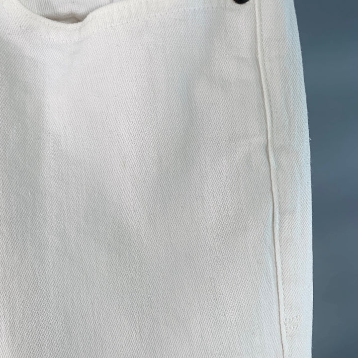 FRAME Size 29 Blanc Rips White Twill Cotton Blend Distressed Low Rise Skinny Jeans