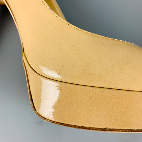 JIMMY CHOO Size 12 Beige Patent Leather Platform Pumps