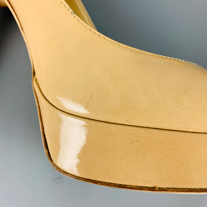 JIMMY CHOO Zapatos de tacón con plataforma de charol beige Talla 12