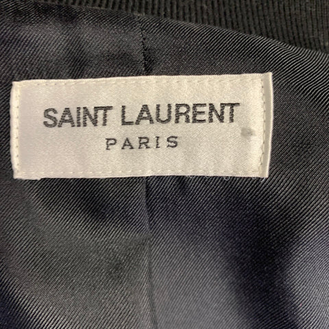 SAINT LAURENT Size 46 Black Multi Color Beaded Ikat Viscose Jacket