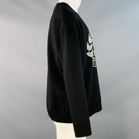 BURBERRY LONDON Size M Black White Logo Polyamide Blend Crew Neck Pullover