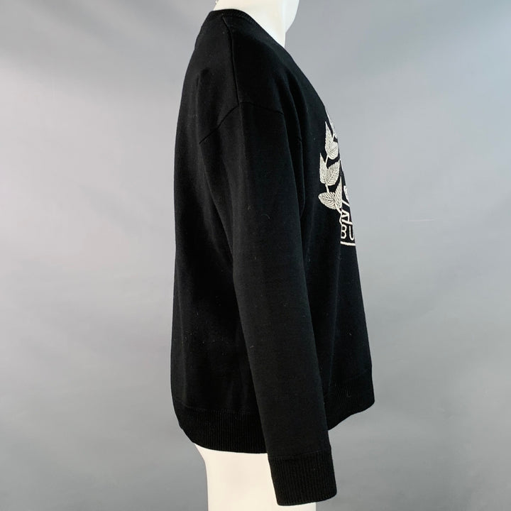 BURBERRY LONDON Size M Black White Logo Polyamide Blend Crew Neck Pullover