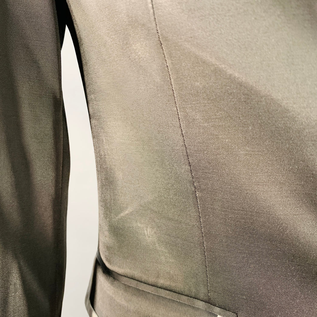 RAF SIMONS Size L Black White Satin Wool Acrylic Peak Lapel Contrast Trim Sport Coat