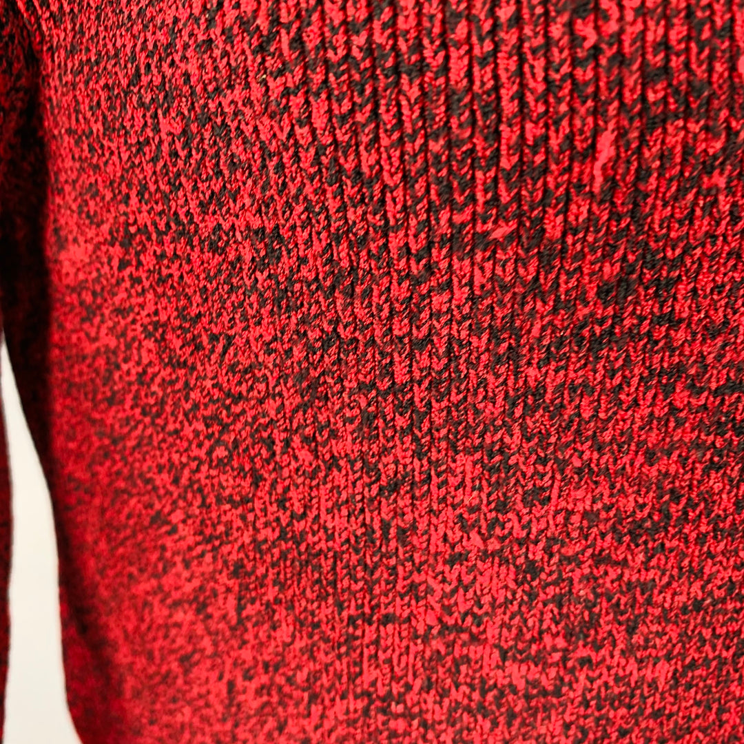 VALENTINO Size M Red Black Knit Viscose Blend Contrast Trim Crew Neck Sweater