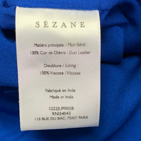 SEZANE Size 2 Blue Goat Suede Belted Mini Skirt