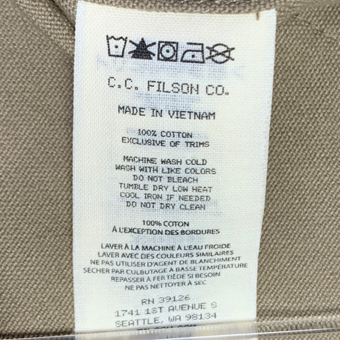 FILSON Size L Khaki Cotton Snaps Utility Coat