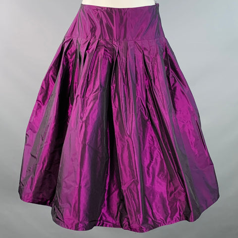 Jupe plissée midi en taffetas de tulle violet, taille S, style vintage