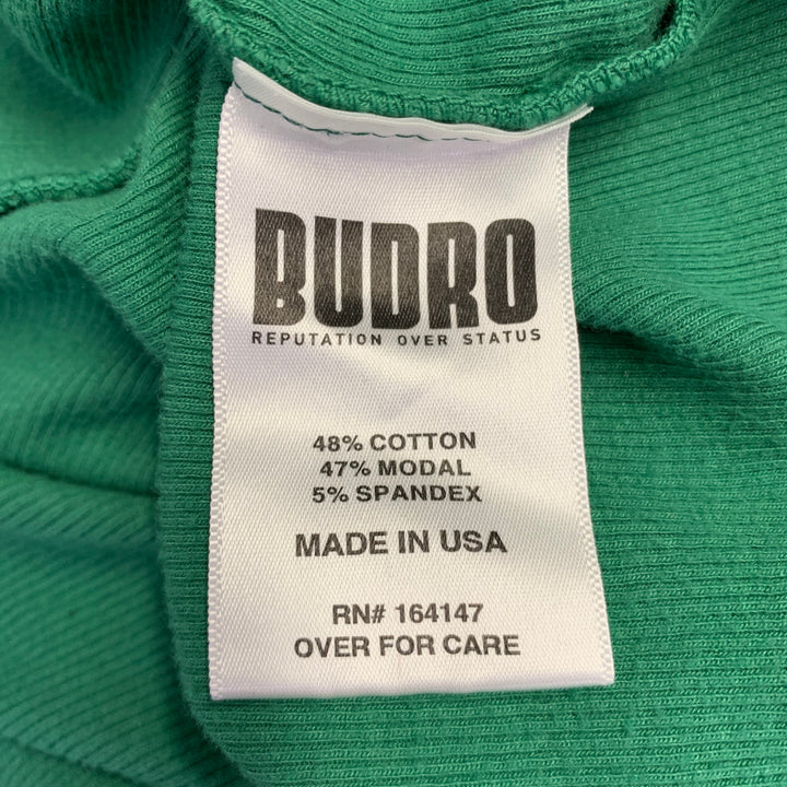 BUDRO Size L Green Cream Logo Cotton Blend Tank Top