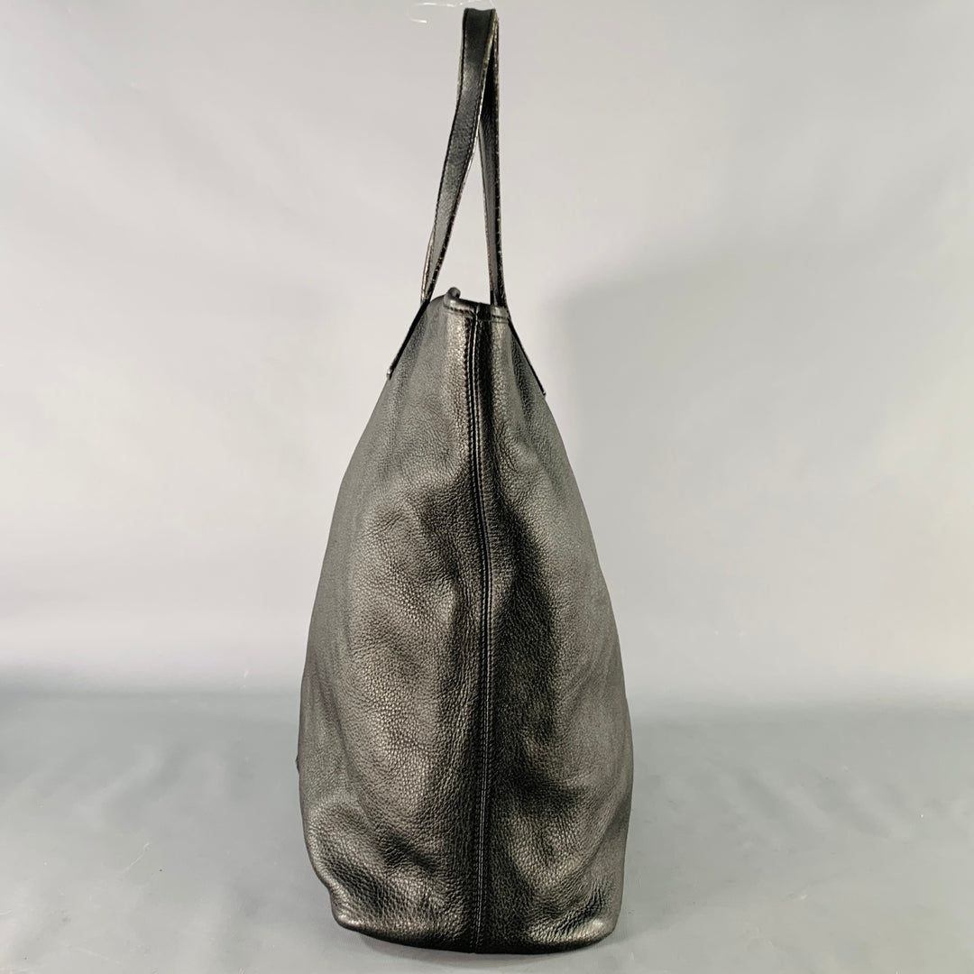 MAX MARA Black Leather Tote Top Handles Zip Handbag