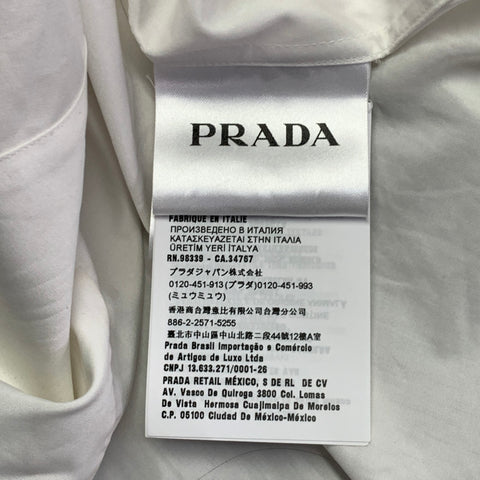 PRADA Size L White Cotton Curved Cutaway Button Up Long Sleeve Shirt