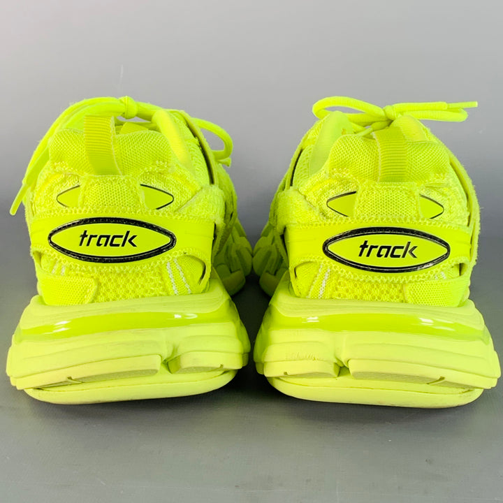BALENCIAGA Size 6 Track 3 Green Neon Nylon Chunky Sneakers