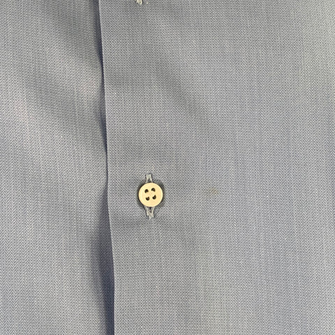 ERMENEGILDO ZEGNA Size L Blue Cotton Spread Collar Long Sleeve Shirt