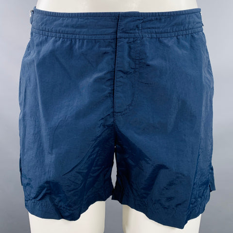 ORLEBAR BROWN Size 34 Setter Navy Side Tabs Zip Fly Swim Trunks