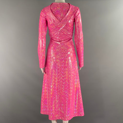 SAKS POTTS Size S Pink Silver Polyamide Eastane Metallic A Line Dress