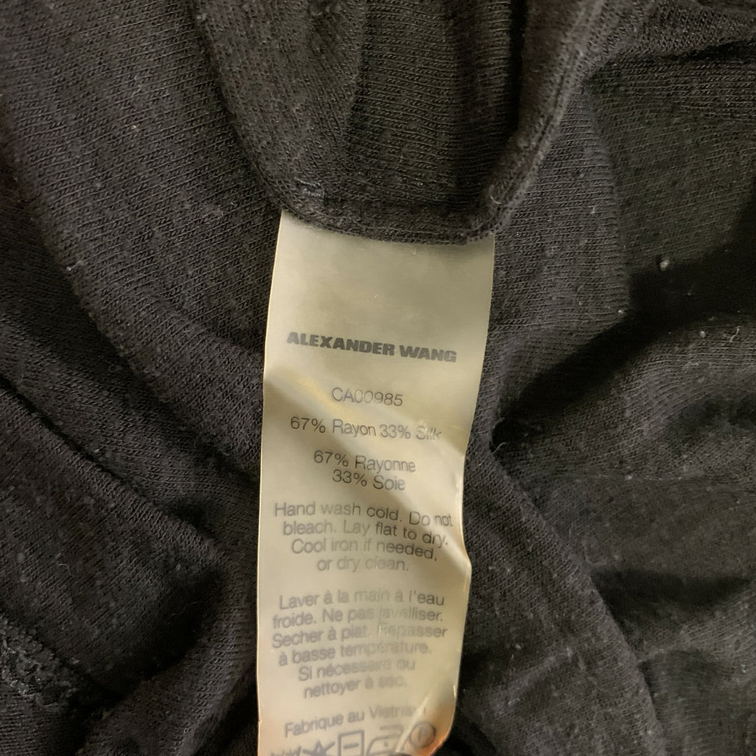 ALEXANDER WANG Size XS Black Textured Silk Rayon See Through T-shirt