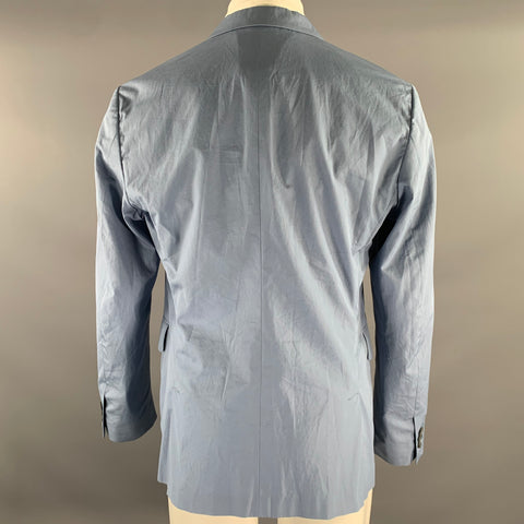 PRADA Chest Size 40 Blue Light Blue Solid Notch Lapel Sport Coat