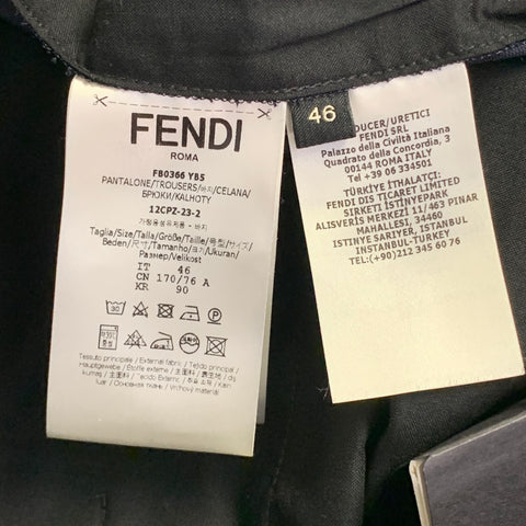 FENDI Size 30 Navy Wool Blend Flat Front Straight Zip Fly Dress Pants