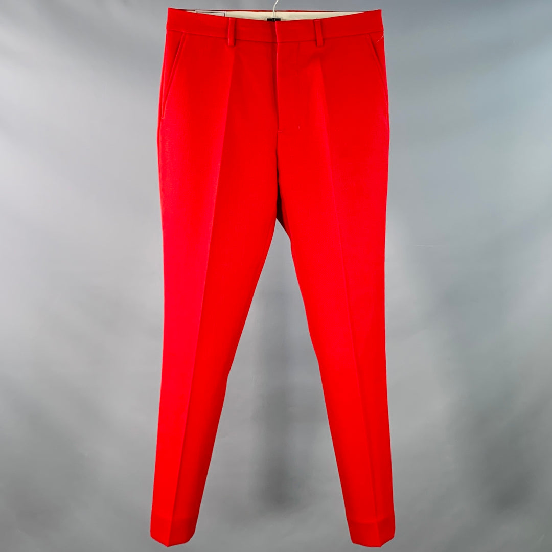 AMI by ALEXANDRE MATTIUSSI Size 28 Red Wool Twill Zip Fly Dress Pants